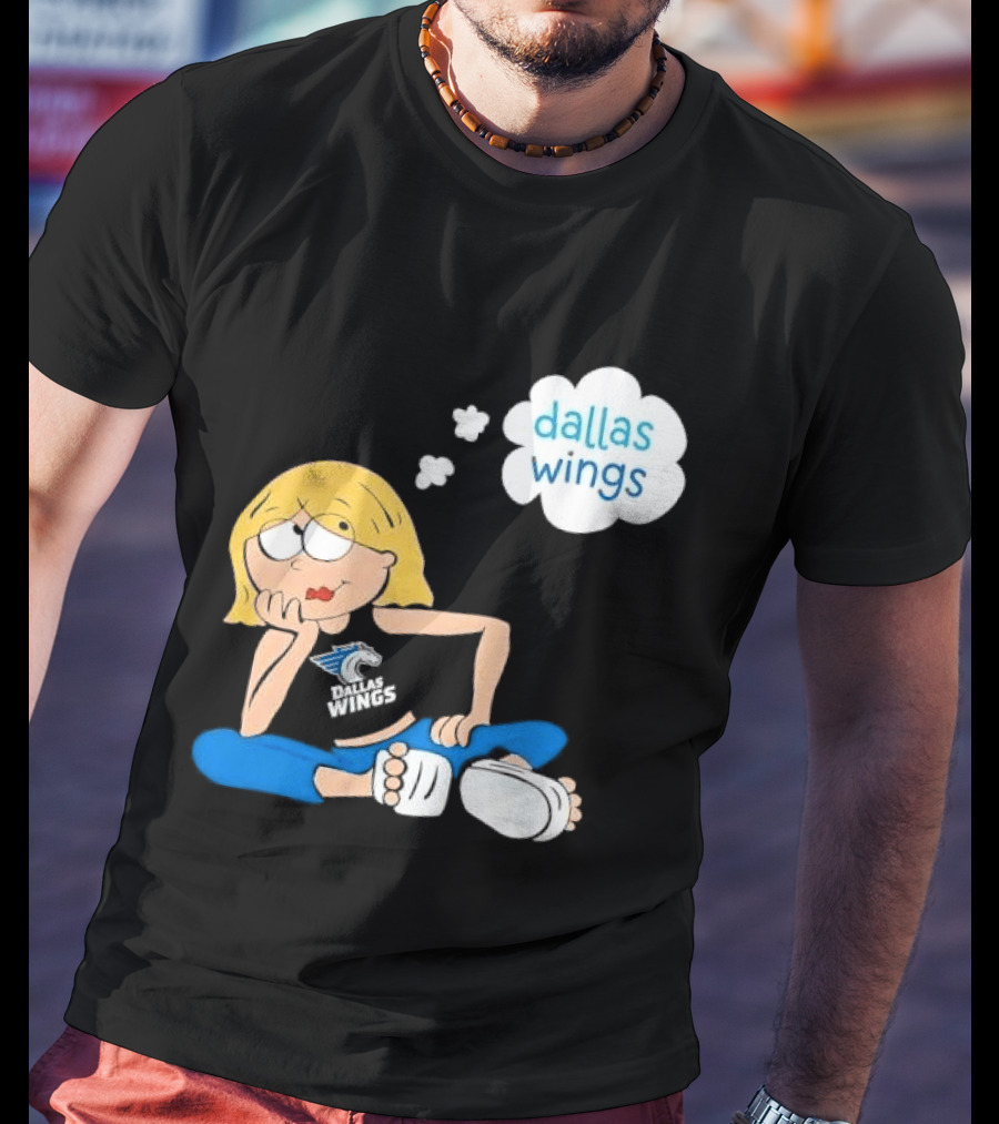 Dallas Wings WNBA Cartoon Blonde Girl Daydreaming Thought Bubble T-Shirt
