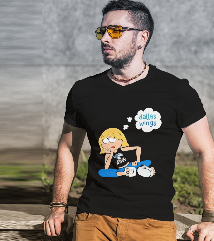 Dallas Wings WNBA Cartoon Blonde Girl Daydreaming Thought Bubble T-Shirt