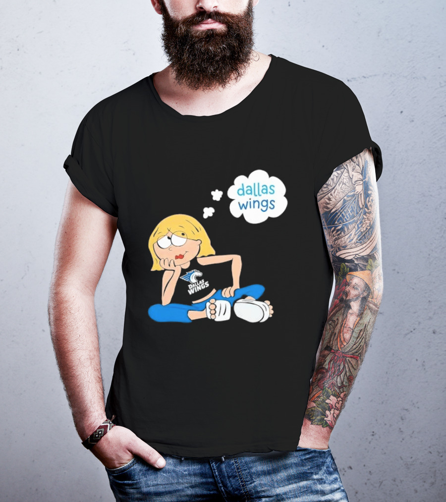 Dallas Wings WNBA Cartoon Blonde Girl Daydreaming Thought Bubble T-Shirt