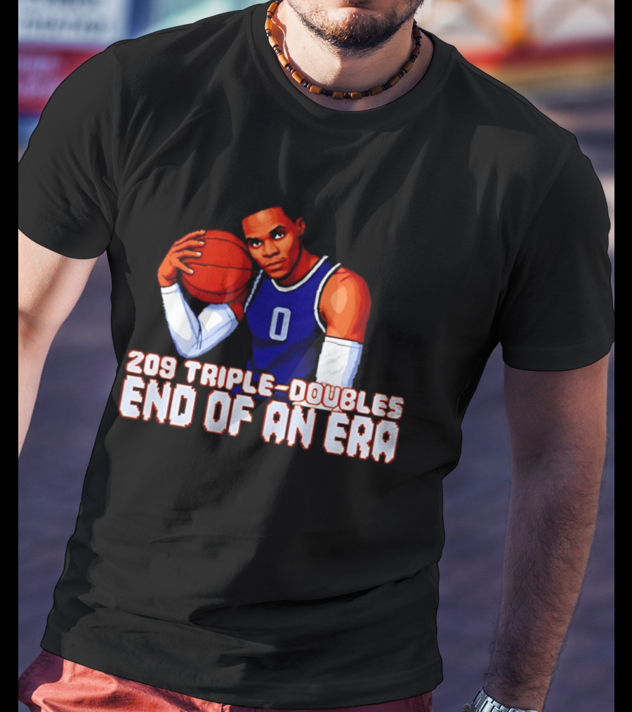 Russell Westbrook 209 Triple Doubles End Of An Era Basketball Legend Pixel T-Shirt