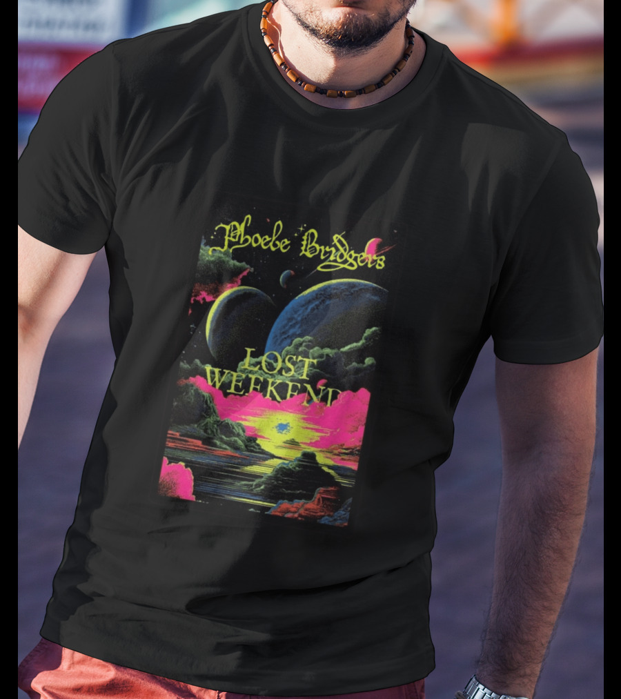 Phoebe Bridgers Lost Weekend 2026 Cosmic Event Planets Clouds Neon T-Shirt