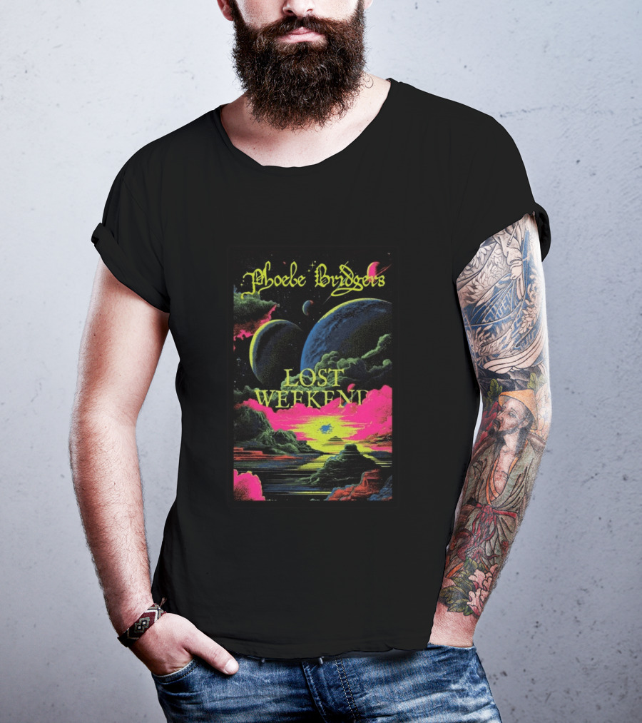 Phoebe Bridgers Lost Weekend 2026 Cosmic Event Planets Clouds Neon T-Shirt
