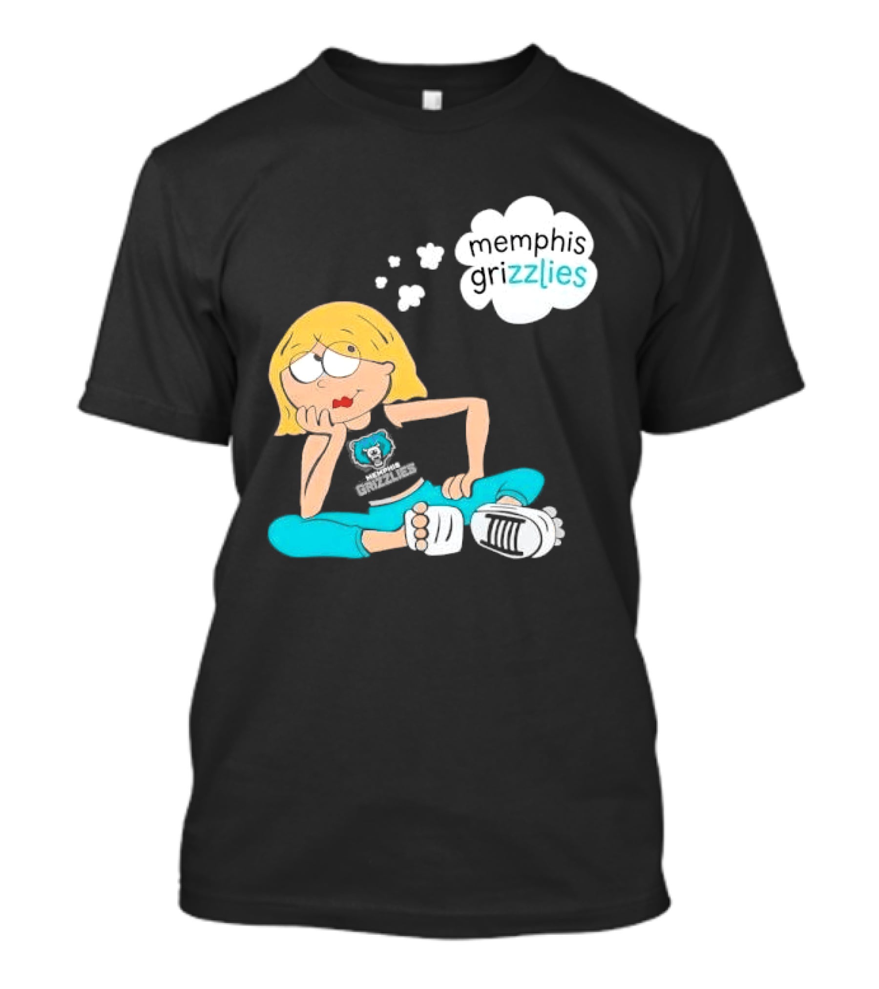 Memphis Grizzlies NBA Cartoon Blonde Girl Daydreaming Thought Bubble T-Shirt