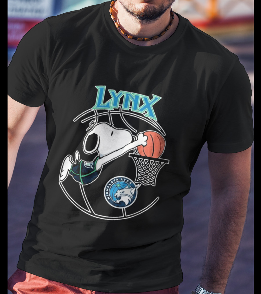 Snoopy Dunking Basketball Minnesota Lynx WNBA T-Shirt