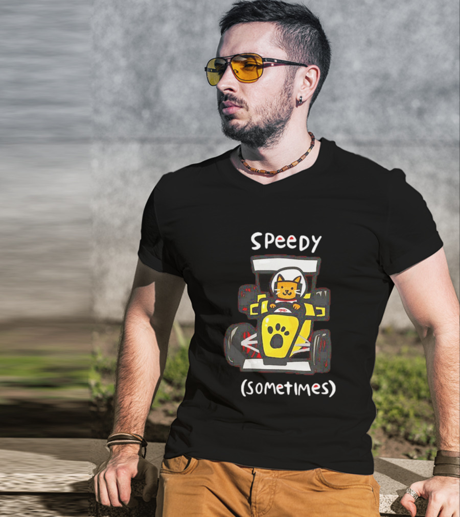 Speedy Sometimes Cat Racecar Paw Print Racing T-Shirt