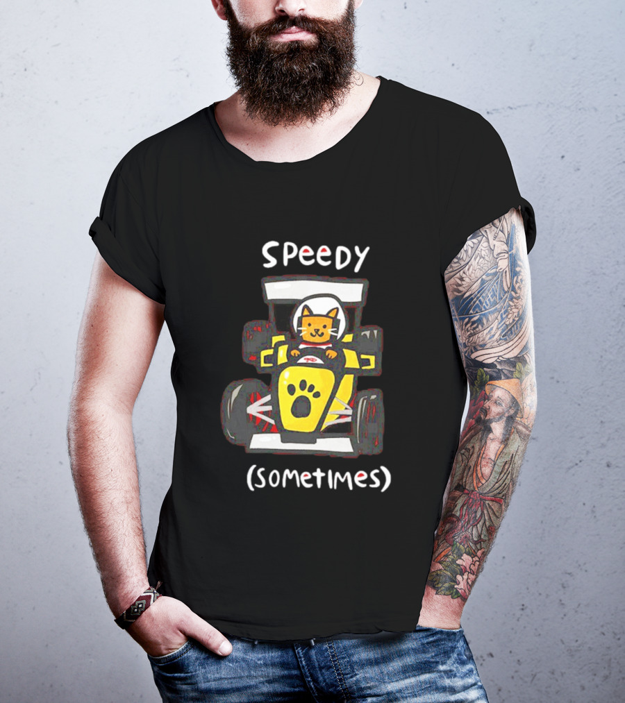 Speedy Sometimes Cat Racecar Paw Print Racing T-Shirt