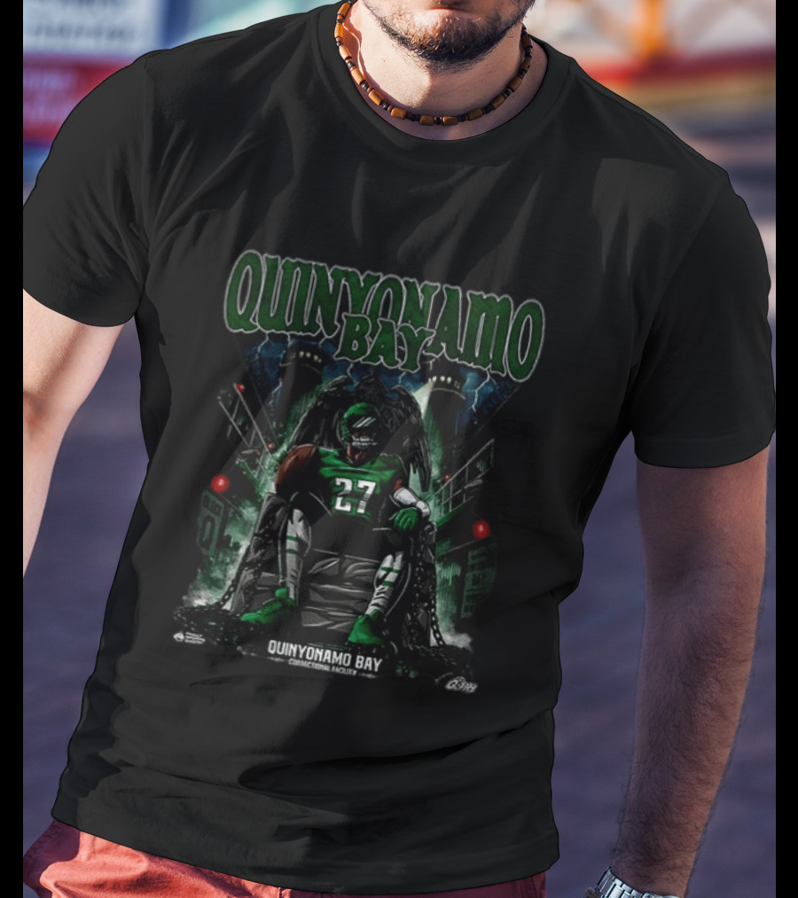 Quinyonamo Bay Philadelphia Eagles 27 Football Player Correctional Facility Mockup T-Shirt
