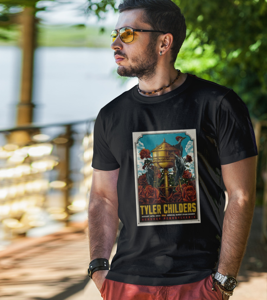 Tyler Childers August 14 2026 Hershey PA Water Tower Woodpeckers Roses T-Shirt