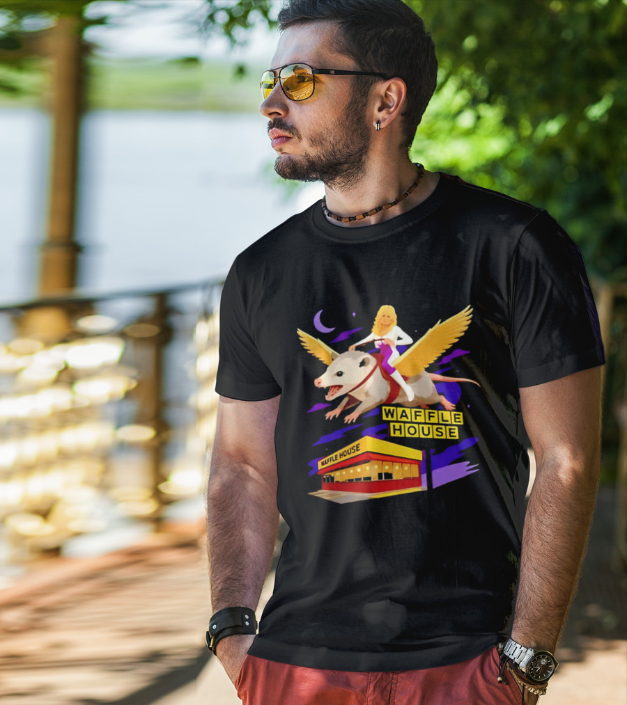 Waffle House Dolly Parton Flying Opossum Adventure T-Shirt