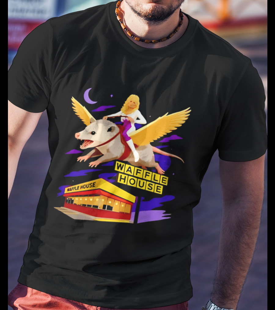 Waffle House Dolly Parton Flying Opossum Adventure T-Shirt
