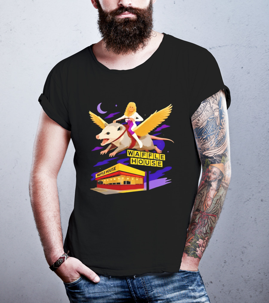 Waffle House Dolly Parton Flying Opossum Adventure T-Shirt