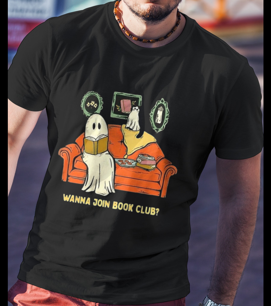 Wanna Join Book Club Ghost Cat Spooky Halloween Cookies T-Shirt