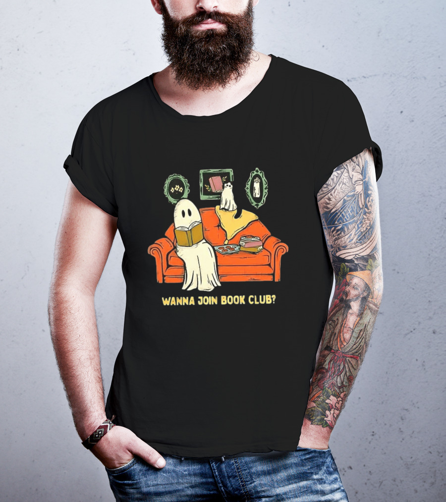 Wanna Join Book Club Ghost Cat Spooky Halloween Cookies T-Shirt