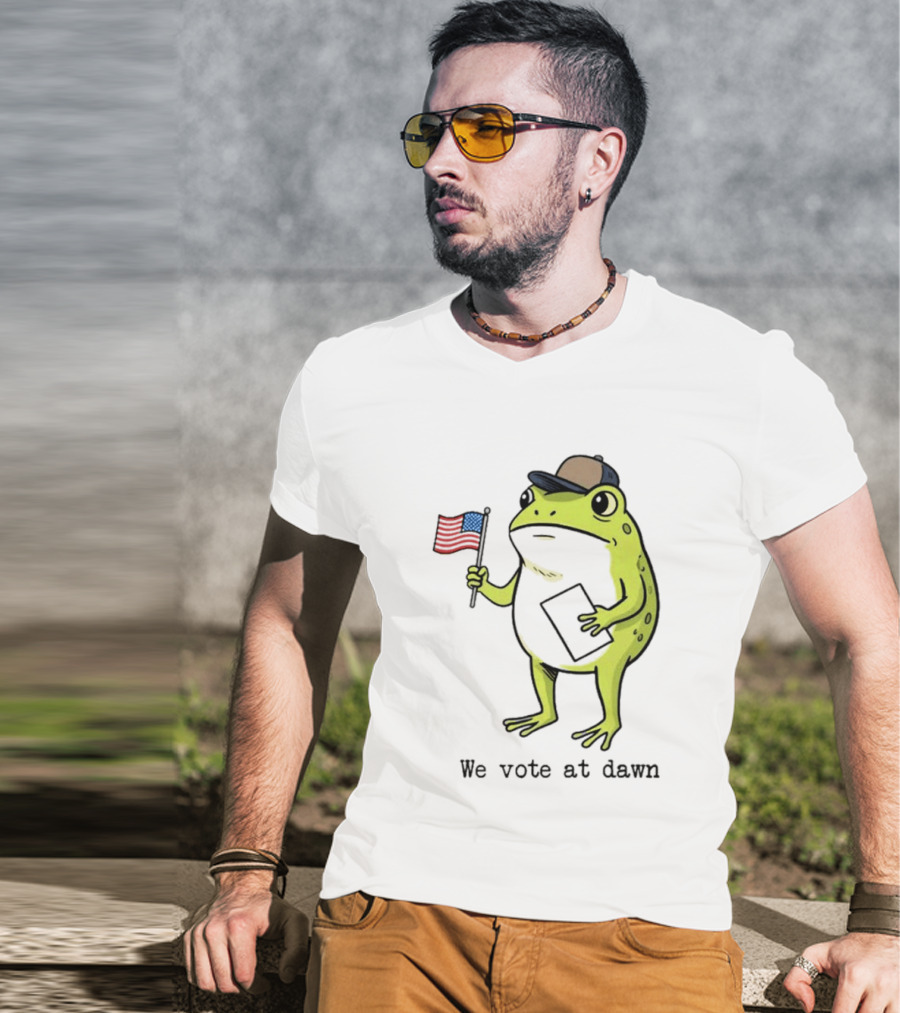 American Frog With Flag We Vote At Dawn T-Shirt