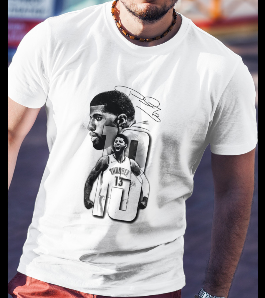 Paul George Oklahoma City Thunder Basketball Player Sketch T-Shirt