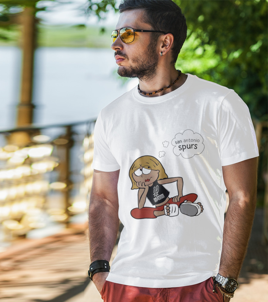 San Antonio Spurs Cartoon Blonde Girl Thought Bubble Daydreaming T-Shirt