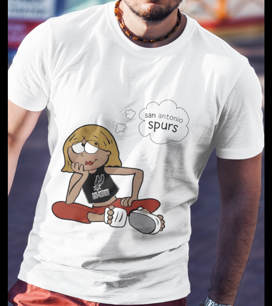 San Antonio Spurs Cartoon Blonde Girl Thought Bubble Daydreaming T-Shirt