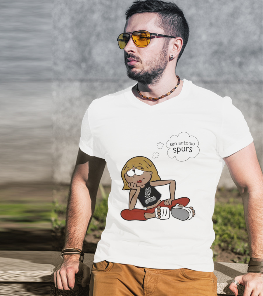 San Antonio Spurs Cartoon Blonde Girl Thought Bubble Daydreaming T-Shirt