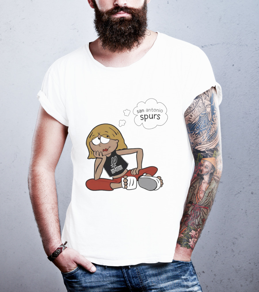 San Antonio Spurs Cartoon Blonde Girl Thought Bubble Daydreaming T-Shirt