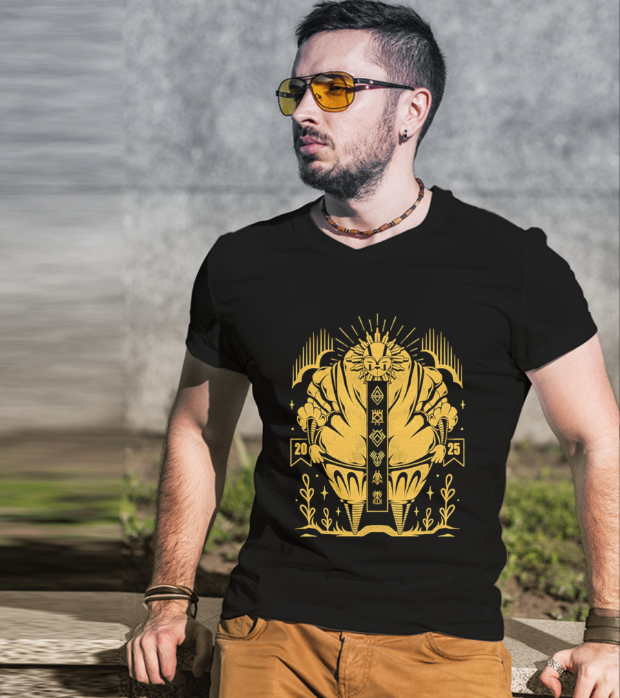 2025 Sun God Symbols Ornate Geometric Motif T-Shirt