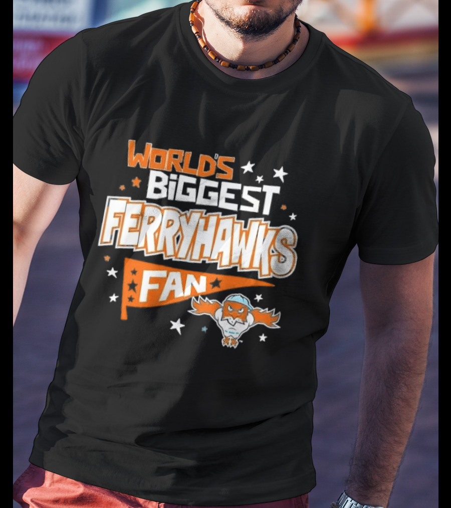 World's Biggest Staten Island Ferryhawks Fan Cartoon Pennant With Stars T-Shirt