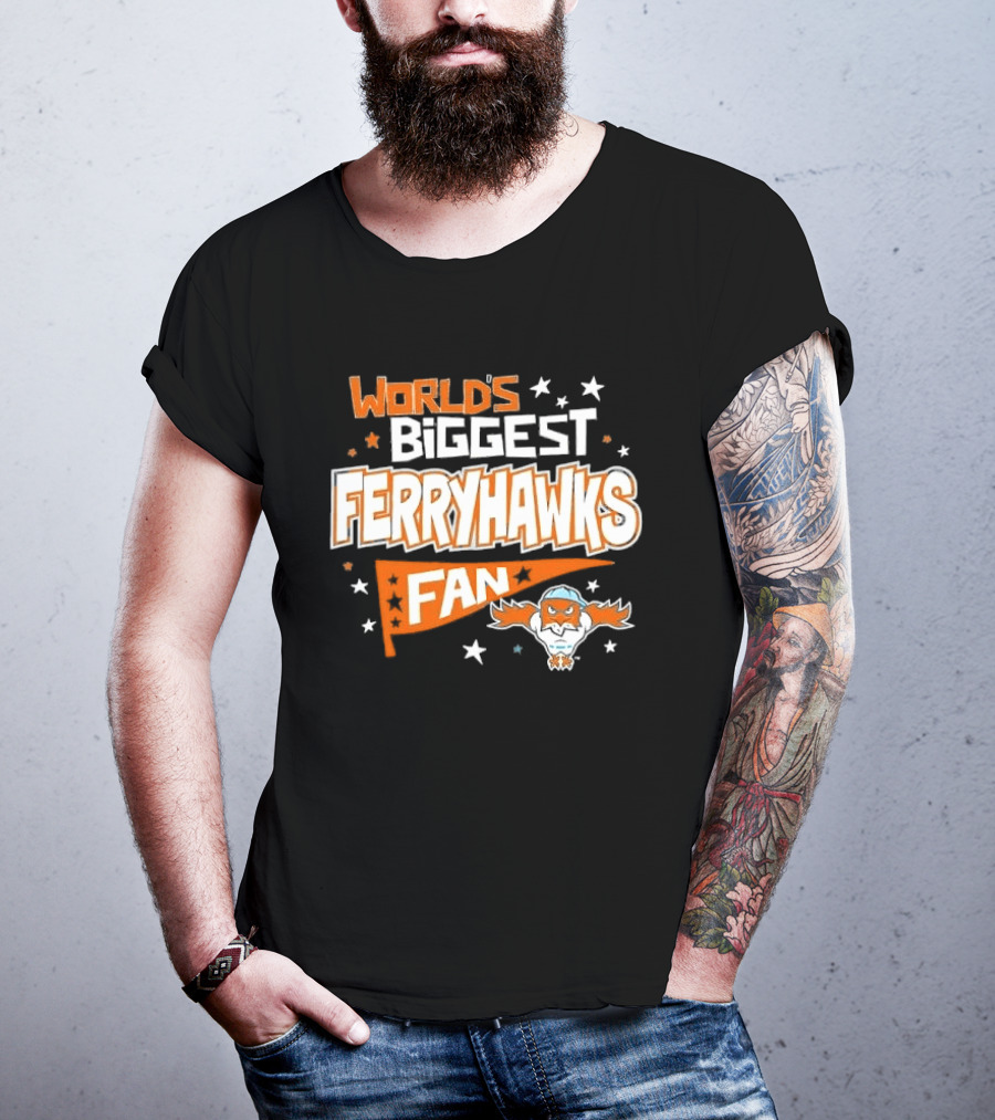 World's Biggest Staten Island Ferryhawks Fan Cartoon Pennant With Stars T-Shirt