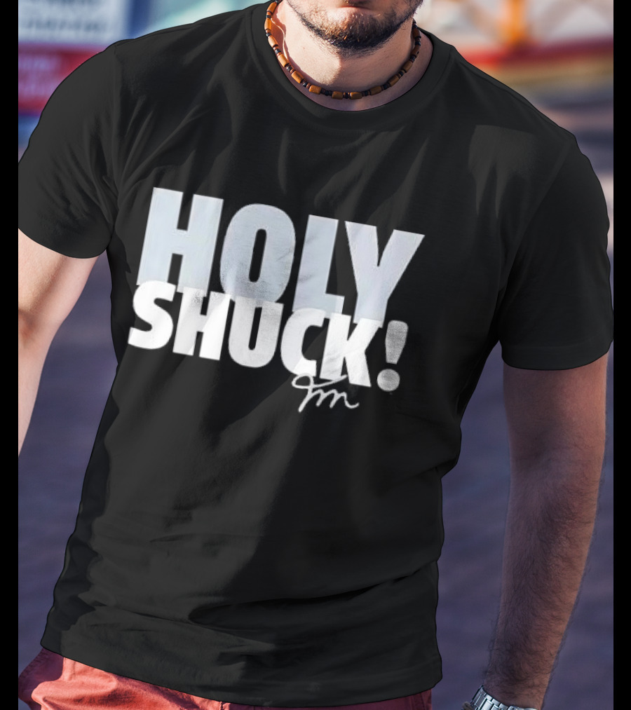 Holy Shuck Overlapping Stacked Cursive Script Signature T-Shirt