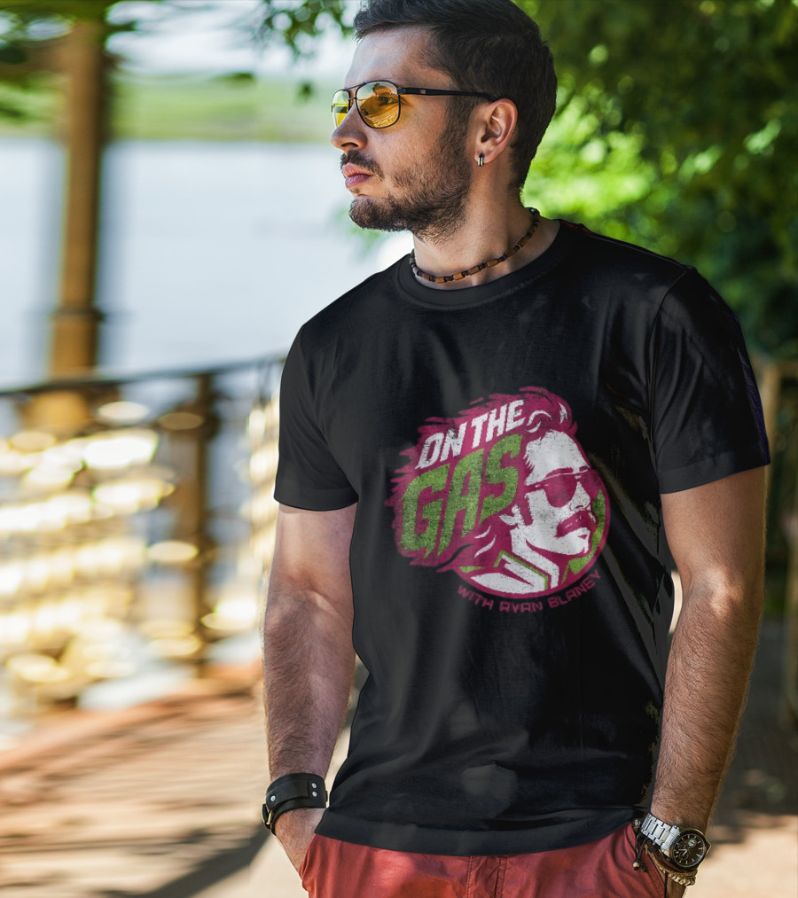 On The Gas With Ryan Blaney Racing Style Retro Hair Sunglasses T-Shirt