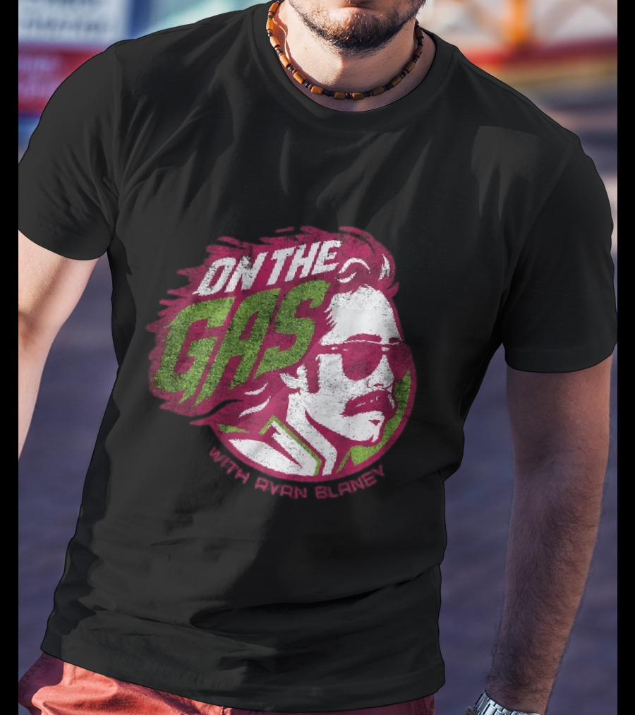 On The Gas With Ryan Blaney Racing Style Retro Hair Sunglasses T-Shirt