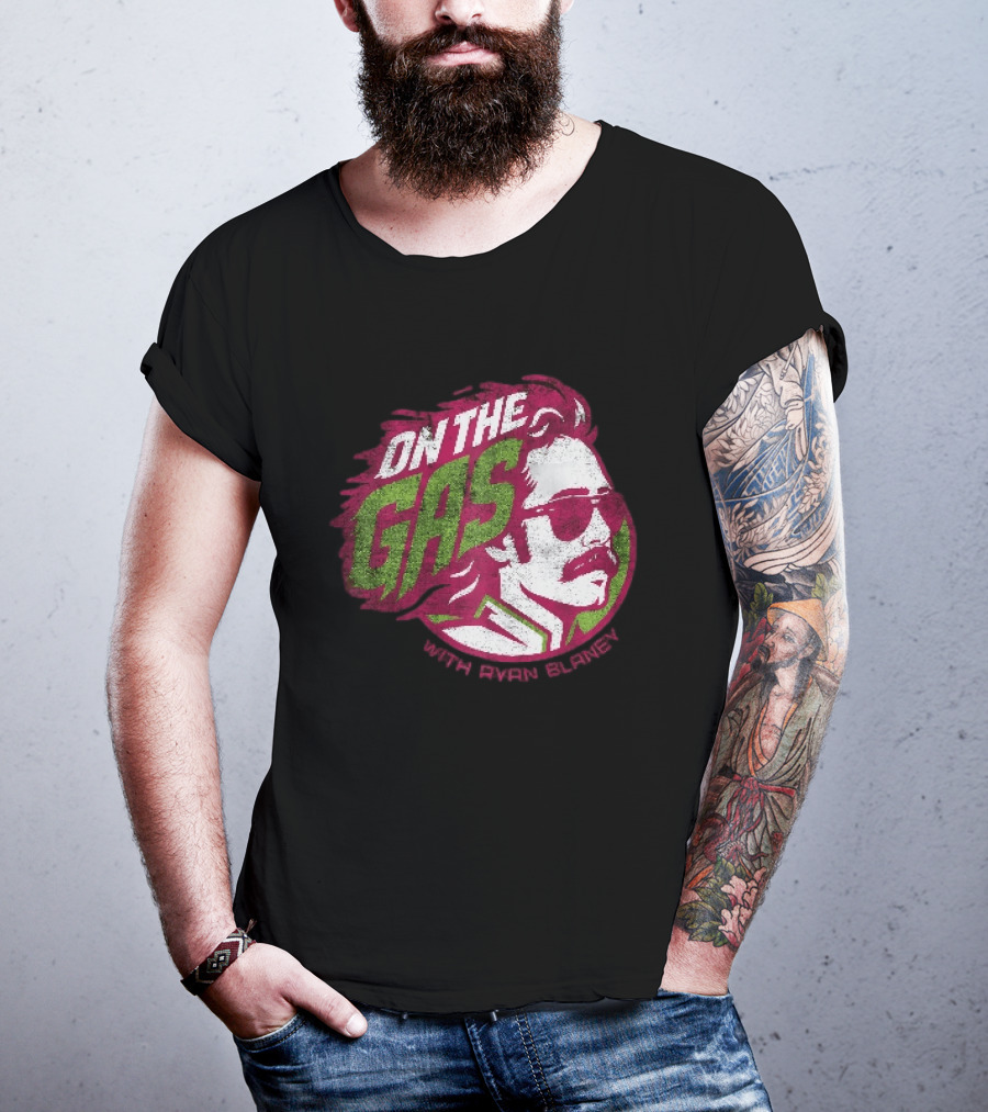 On The Gas With Ryan Blaney Racing Style Retro Hair Sunglasses T-Shirt