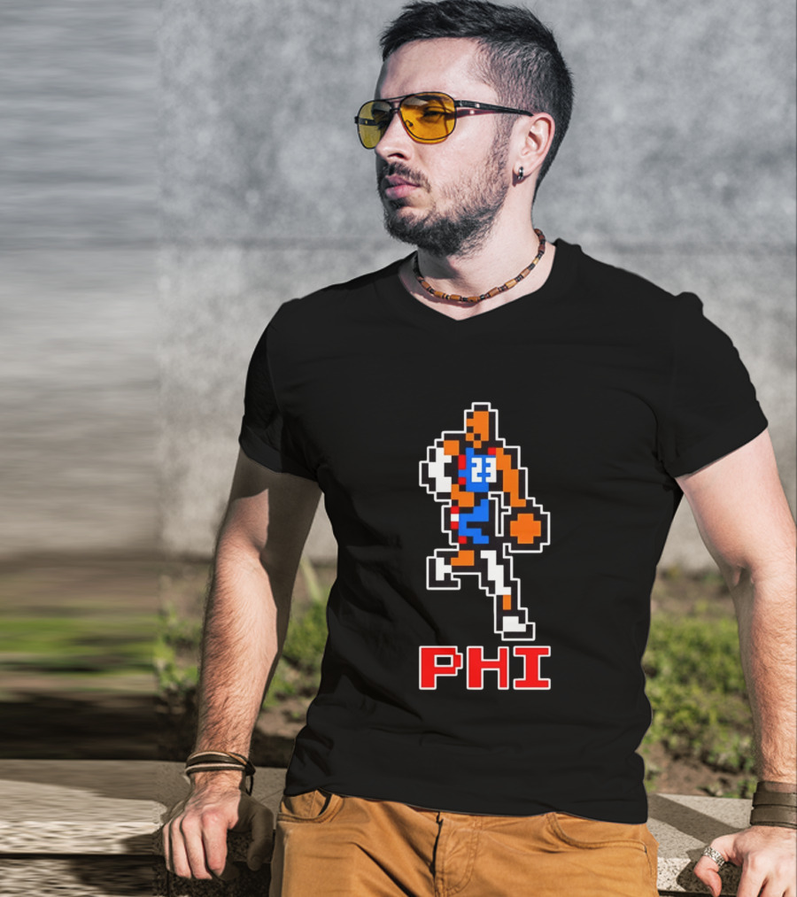 Philadelphia 76ers Phi 8 Bit Pixel Basketball Player 23 Dribbling T-Shirt
