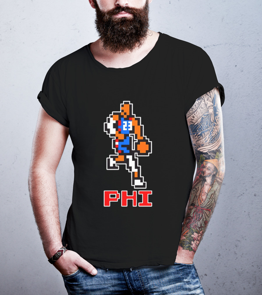 Philadelphia 76ers Phi 8 Bit Pixel Basketball Player 23 Dribbling T-Shirt