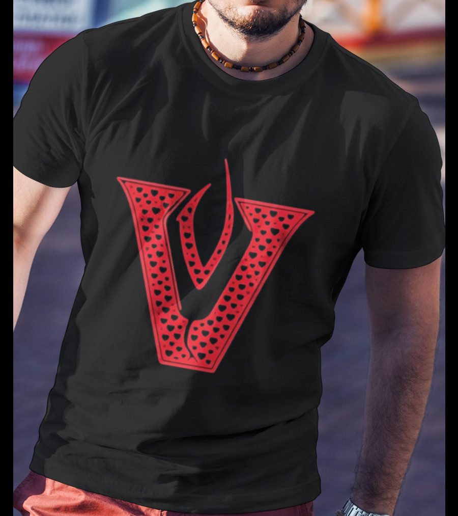 Red V Filled Hearts Flame T-Shirt