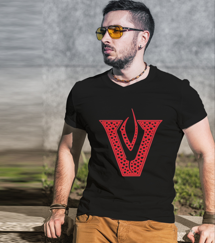 Red V Filled Hearts Flame T-Shirt
