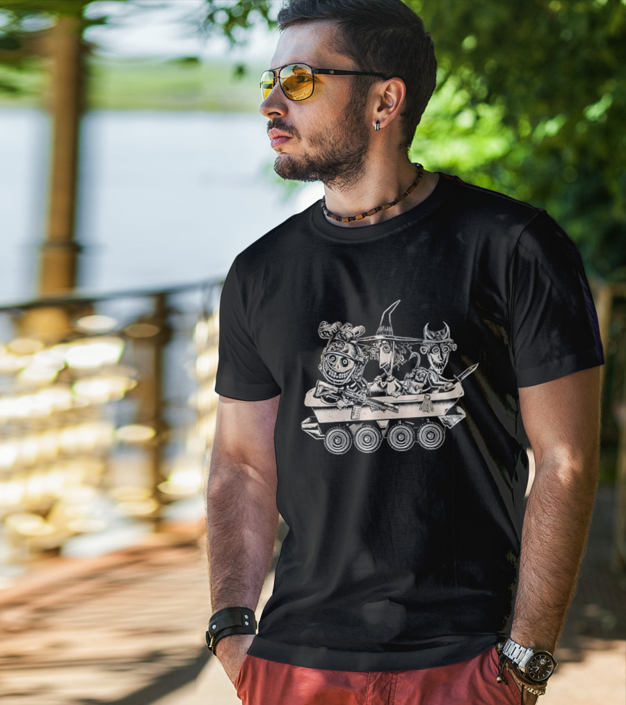 Tactical Nightmare Cartoon Characters Riding Armored Vehicle T-Shirt