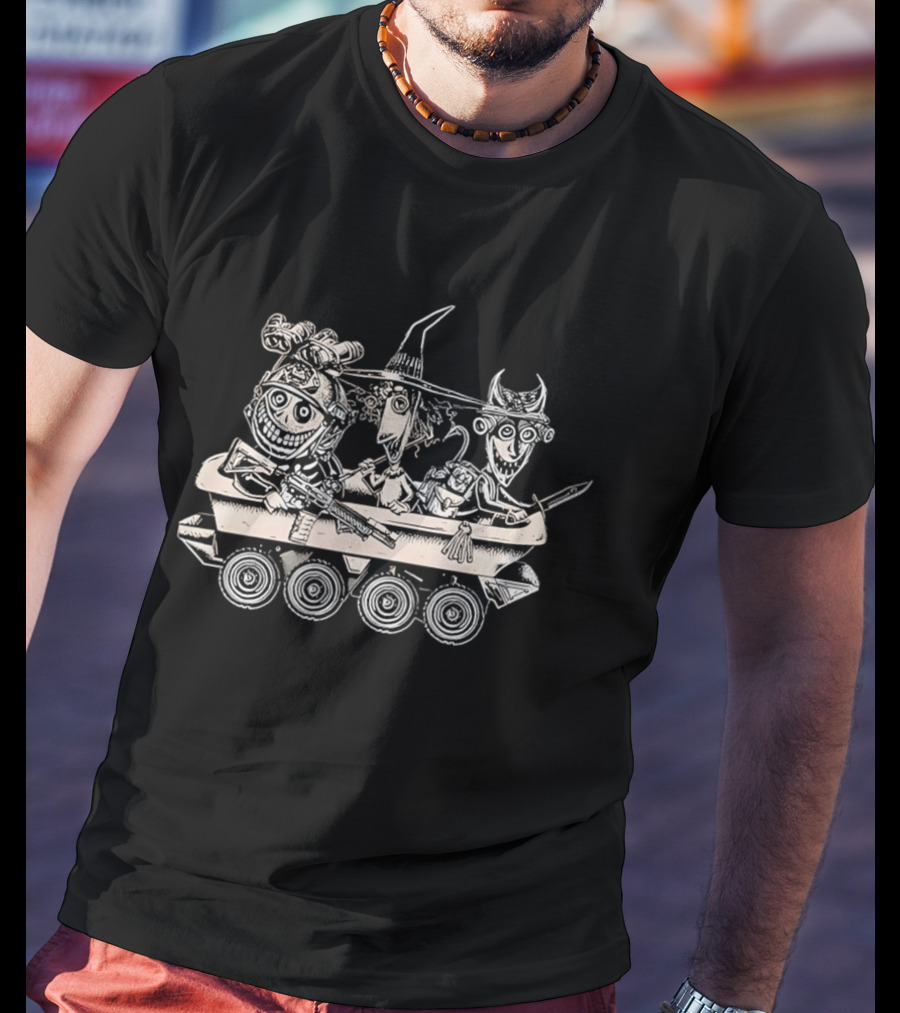 Tactical Nightmare Cartoon Characters Riding Armored Vehicle T-Shirt