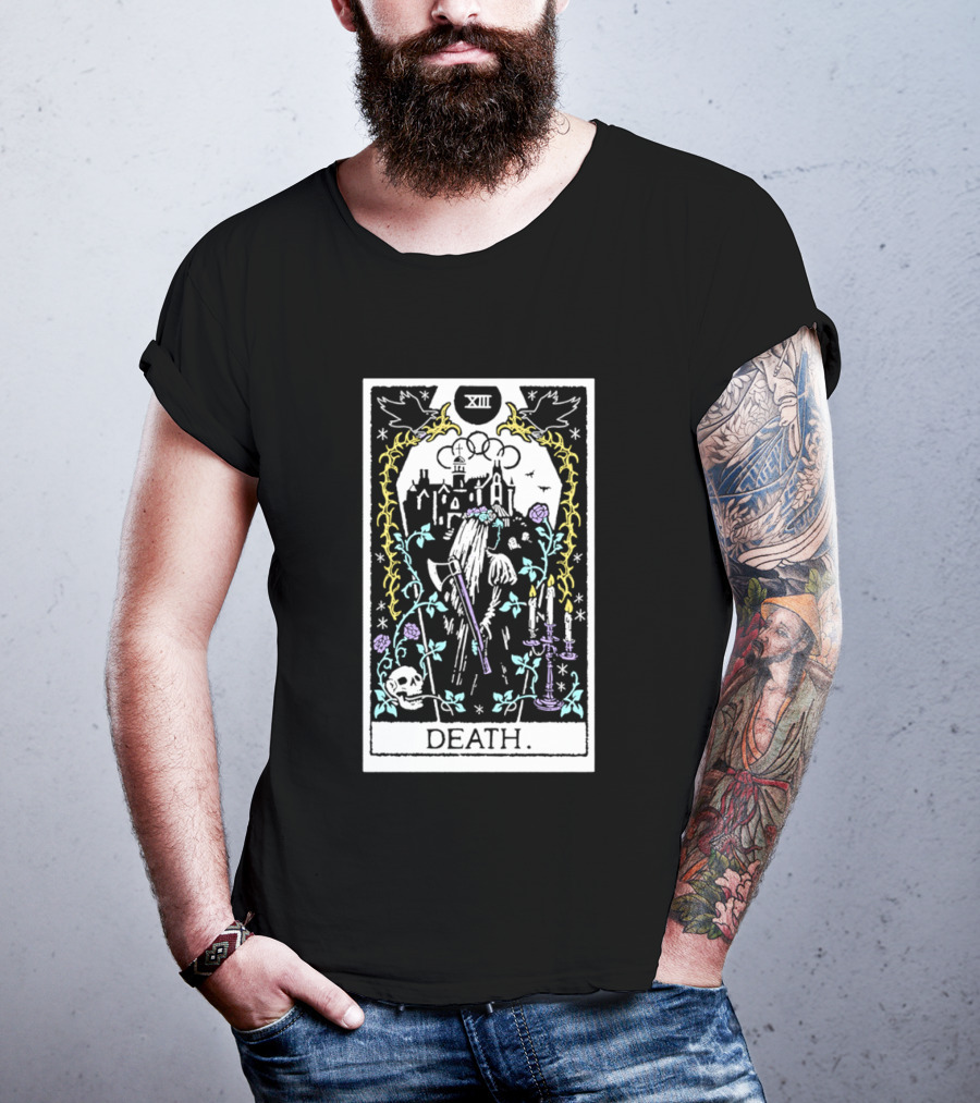 XIII Death Tarot Card Gothic Skull And Scythe T-Shirt