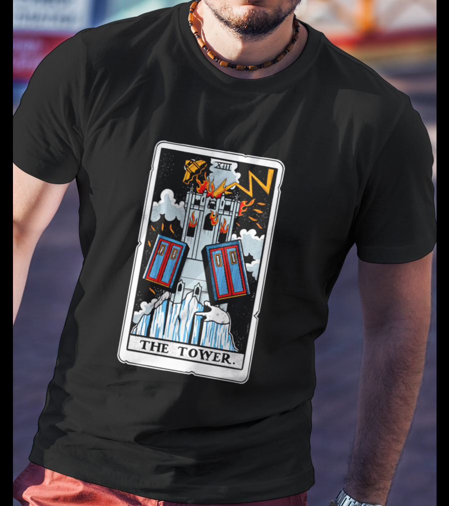 Doctor Who TARDIS Tarot Card Tower XIII T-Shirt
