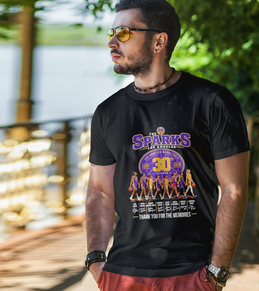 Los Angeles Sparks 30th Season 1997 2026 Basketball Thank You For The Memories Signatures T-Shirt