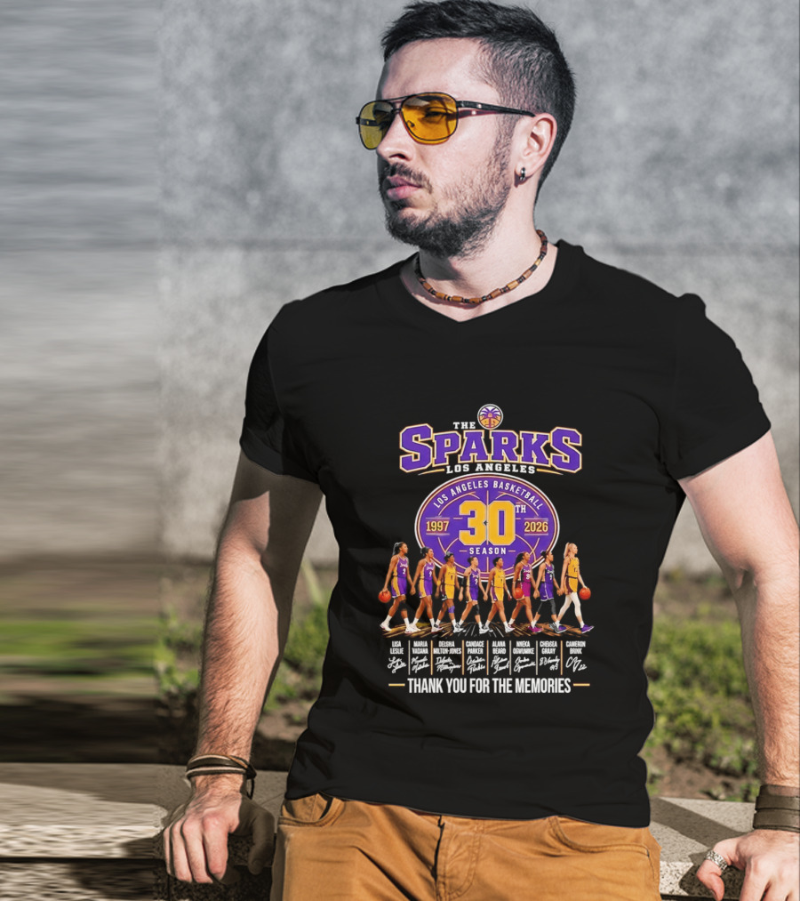 Los Angeles Sparks 30th Season 1997 2026 Basketball Thank You For The Memories Signatures T-Shirt