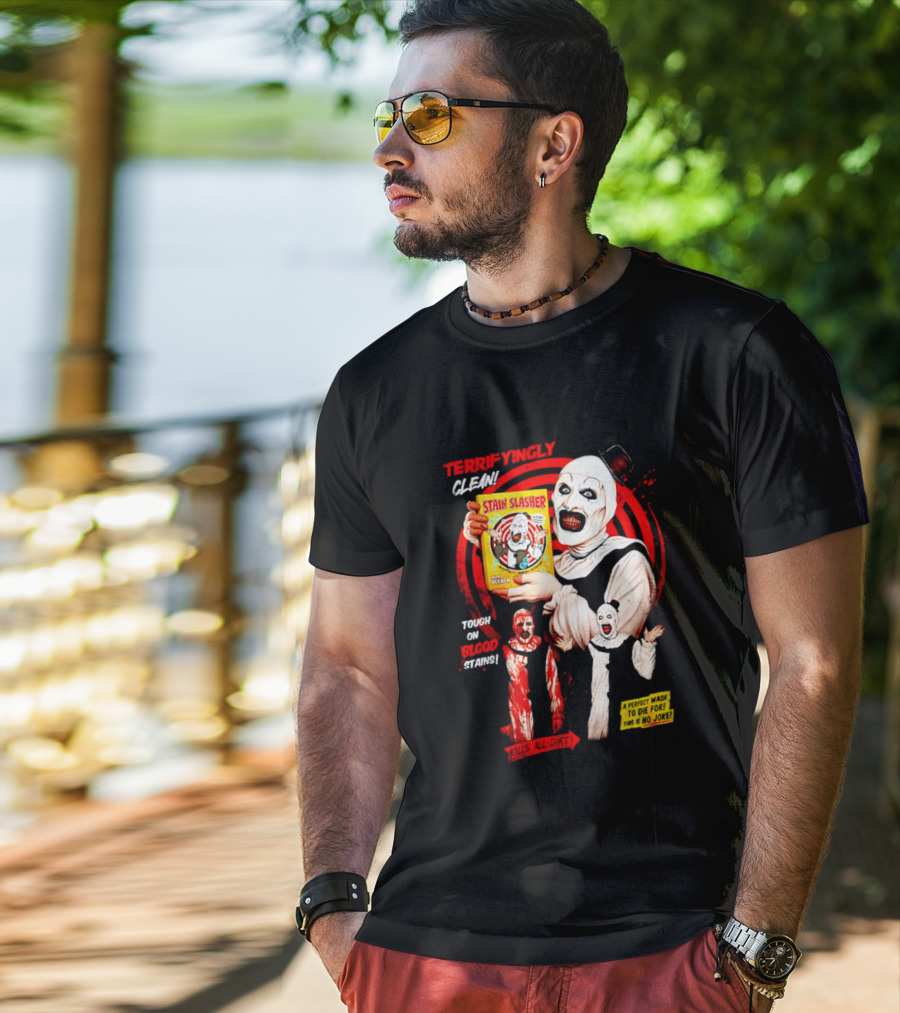 Terrifyingly Clean Stain Slasher Tough On Blood Stains No Joke Clown T-Shirt