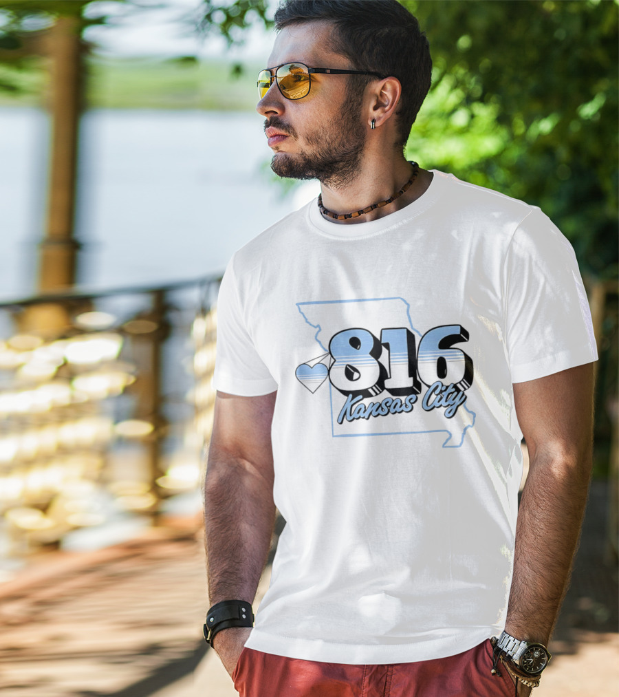 816 Kansas City Heart Map Love T-Shirt