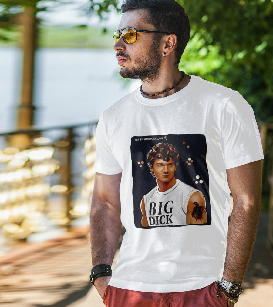 Tanya Lily Jane Big Dick Art Featuring Curly Haired Man T-Shirt