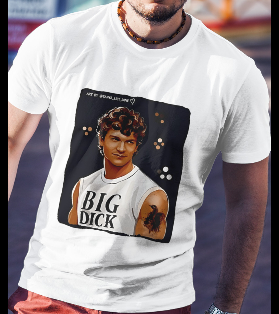 Tanya Lily Jane Big Dick Art Featuring Curly Haired Man T-Shirt