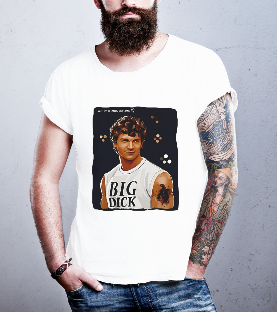 Tanya Lily Jane Big Dick Art Featuring Curly Haired Man T-Shirt