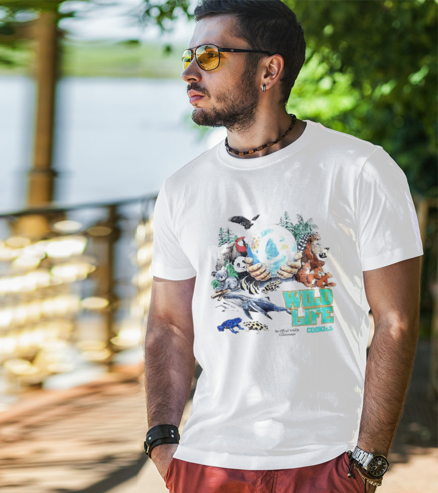 Cookies Wild Life An Official Wildlife Collaboration Hands Holding Globe Earth Animals T-Shirt