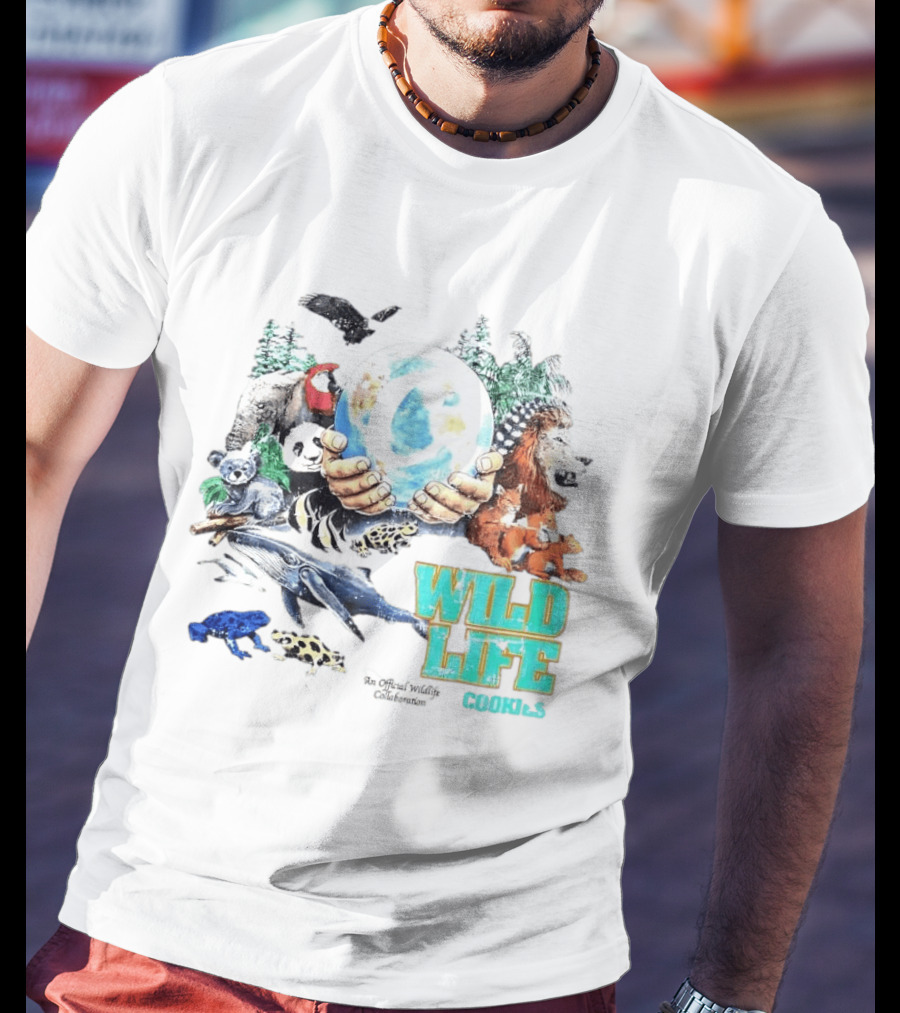 Cookies Wild Life An Official Wildlife Collaboration Hands Holding Globe Earth Animals T-Shirt