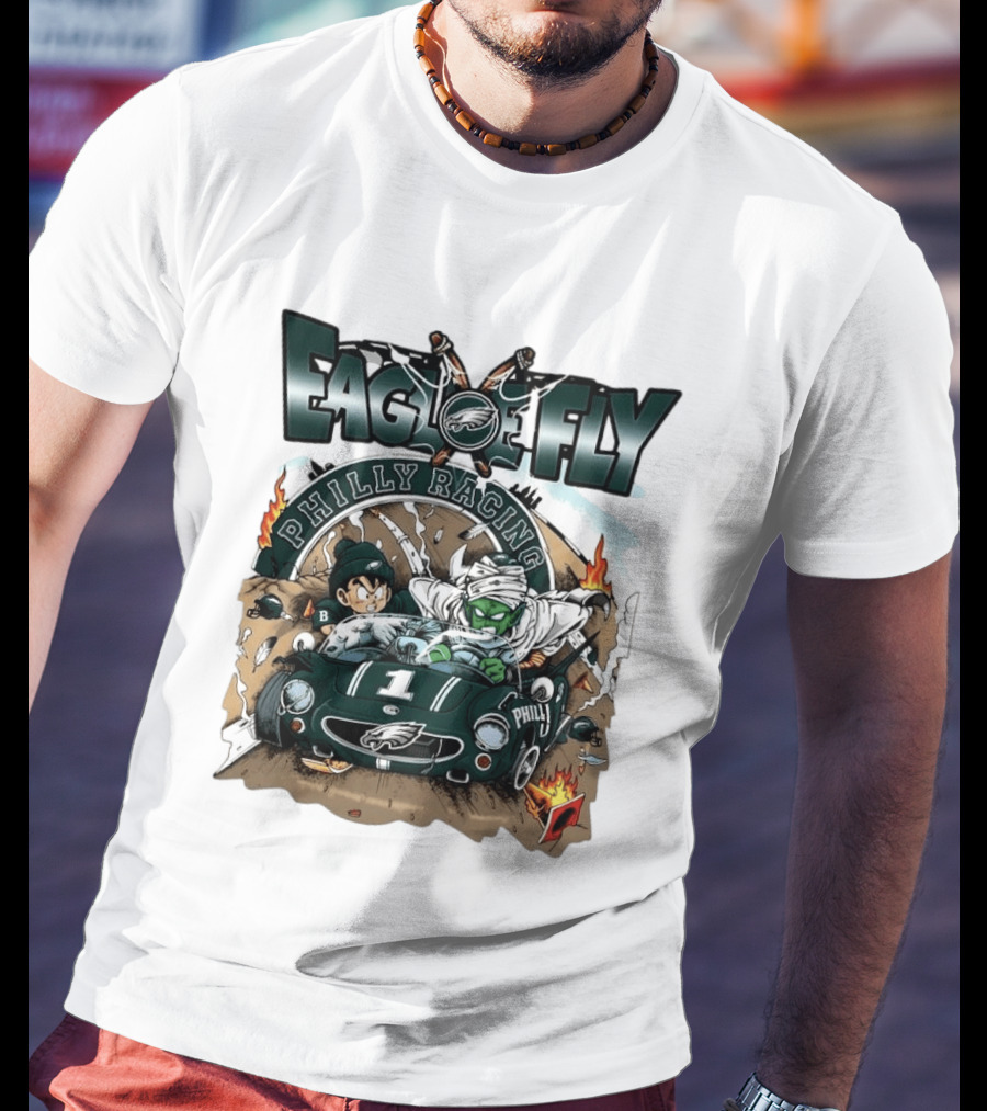 Eagle Fly Philly Racing Philadelphia Eagles Anime Characters Driving Race Car T-Shirt