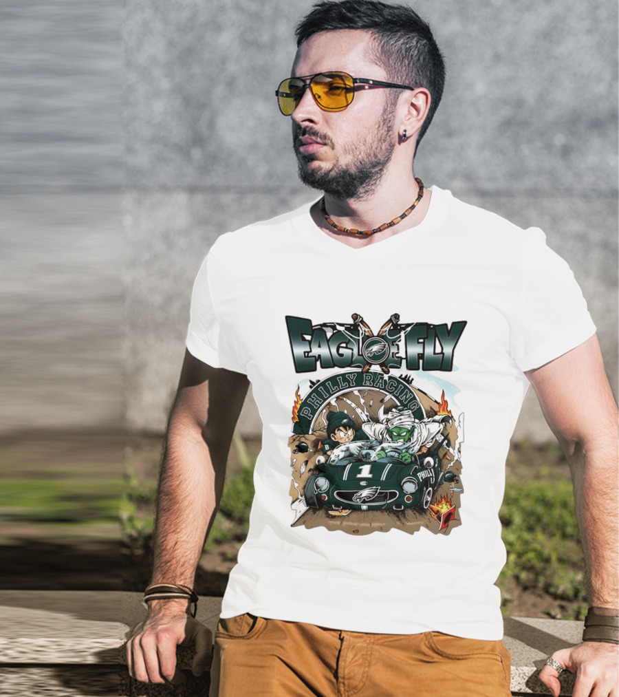 Eagle Fly Philly Racing Philadelphia Eagles Anime Characters Driving Race Car T-Shirt
