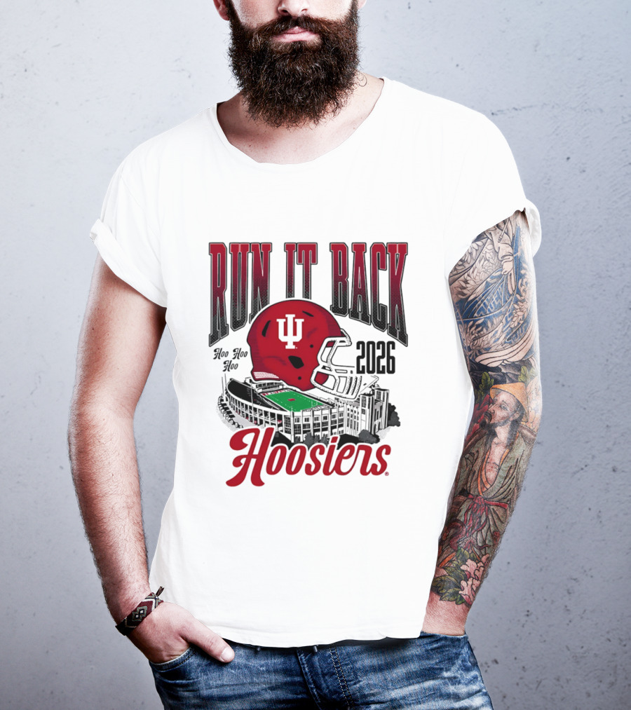 Run It Back Hoo Hoo Hoo 2026 Hoosiers Indiana University Football Stadium Helmet T-Shirt